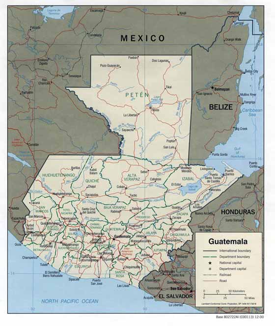 Große Karte von Guatemala