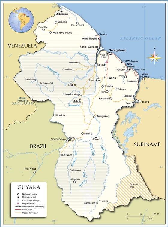 Large map of Guyana