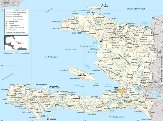 Detaillierte Karte von Haiti