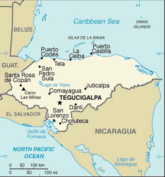 Large map of Honduras
