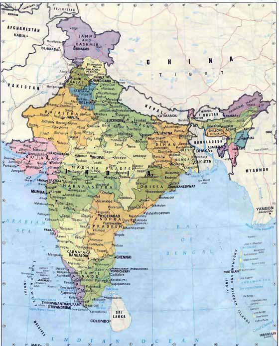 Large map of India