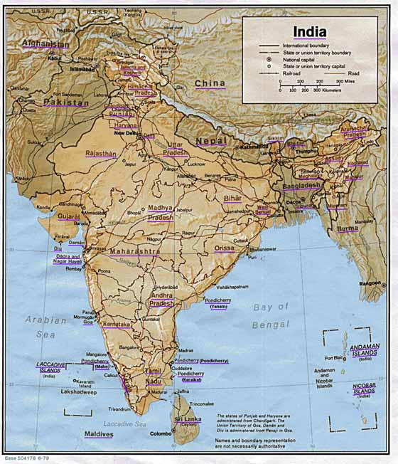 Detailed map of India