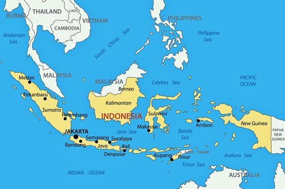 Detailed map of Indonesia