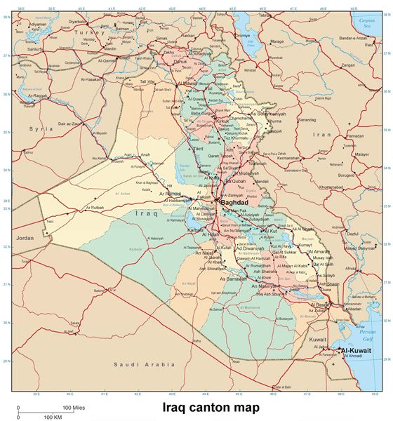 Детальная карта Ирака