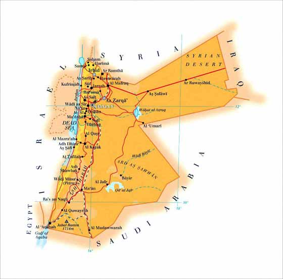 Large map of Jordan