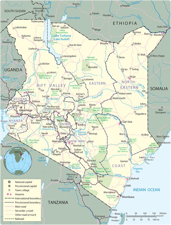 Detaillierte Karte von Kenia