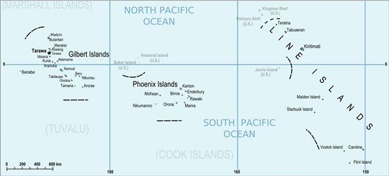 Large map of Kiribati Islands