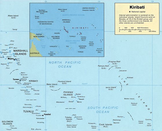 Detailed map of Kiribati Islands