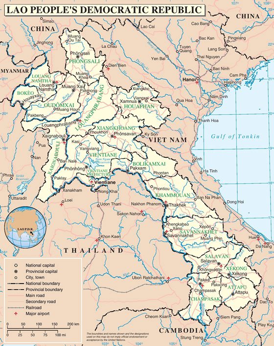 Large map of Laos