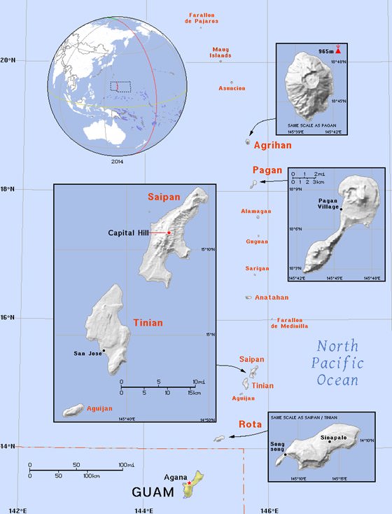 Large map of Mariana Islands