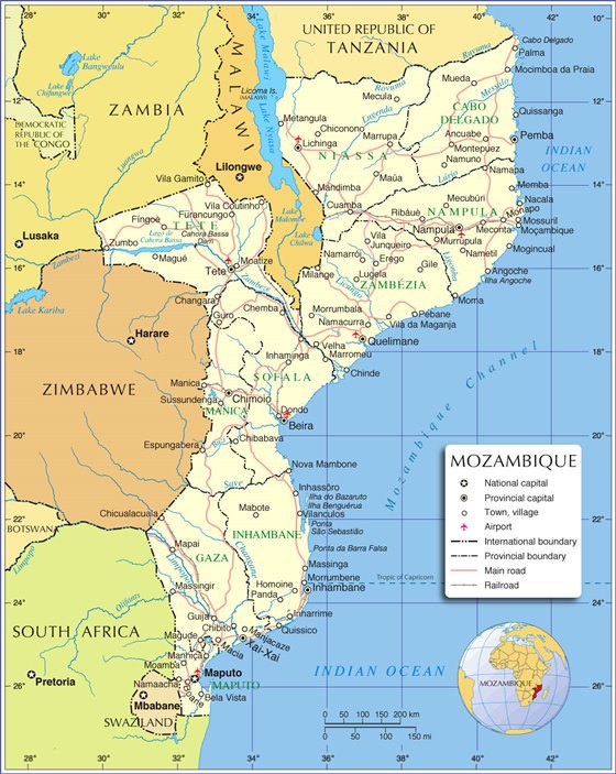Large map of Mozambique