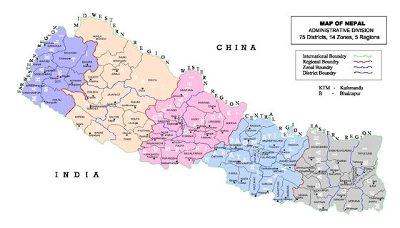 Detaillierte Karte von Nepal
