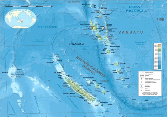 Large map of New Caledonia