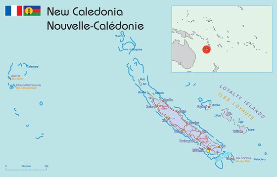Detailed map of New Caledonia