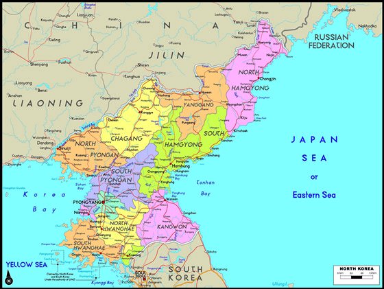 Large map of North Korea