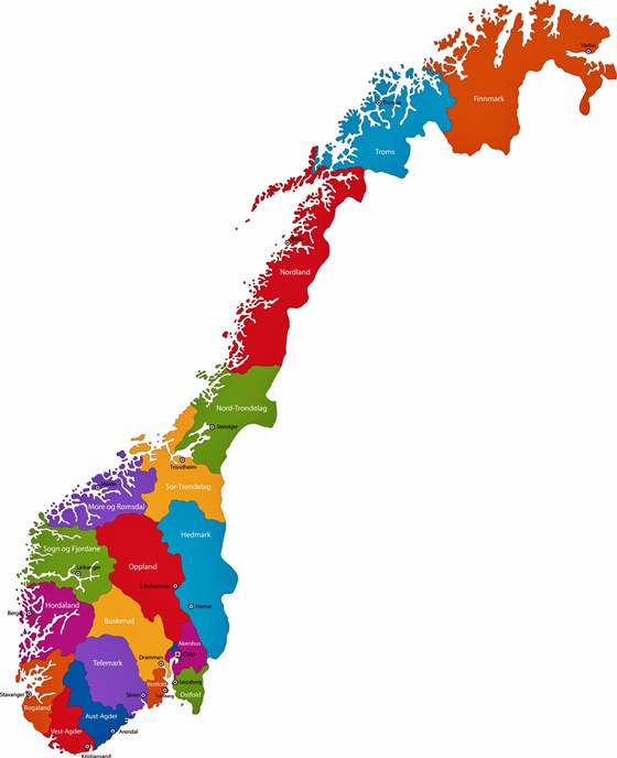 Карта  Норвегии