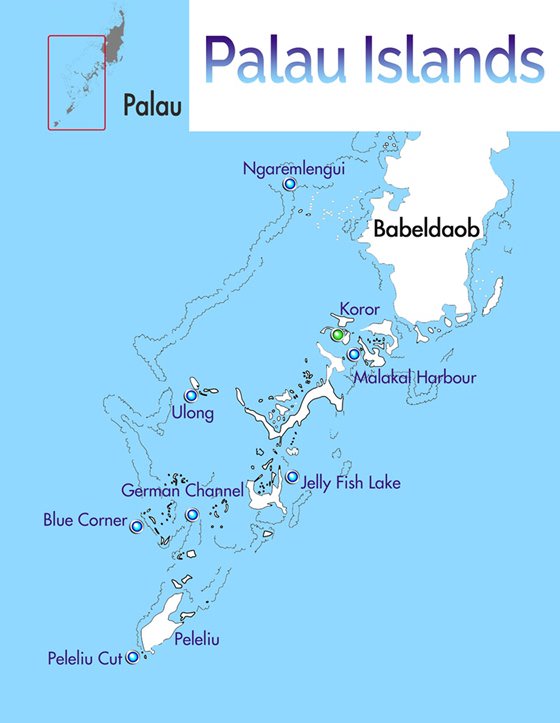 Detailed map of Palau Islands