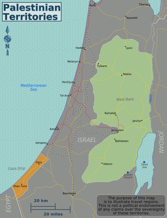 Detaillierte Karte von Palästina