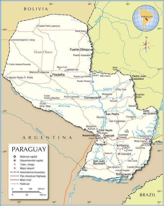 Detailed map Paraguay