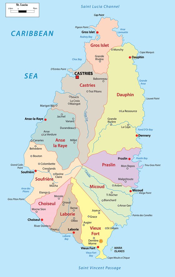 Detailed map of Saint Lucia