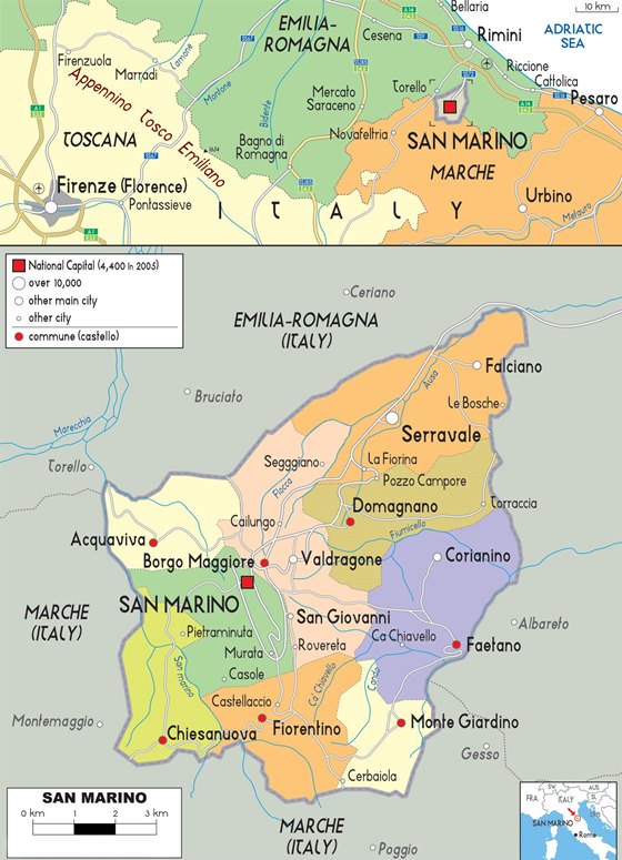 Детальная карта Сан-Марино