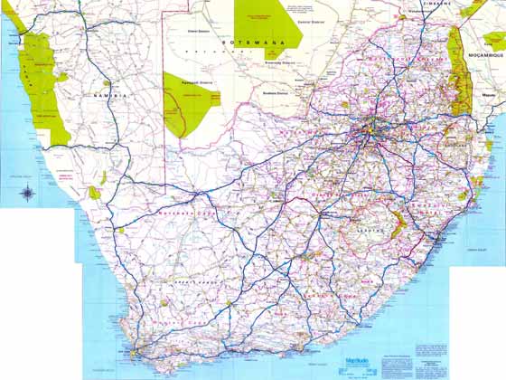 Detailed map Güney Afrika