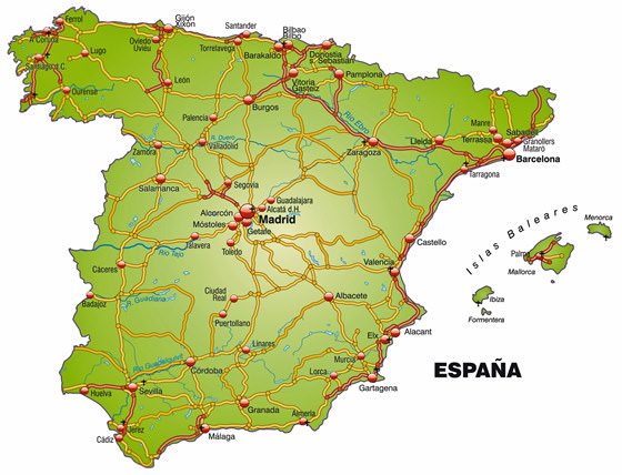 Plattegrond van Spanje