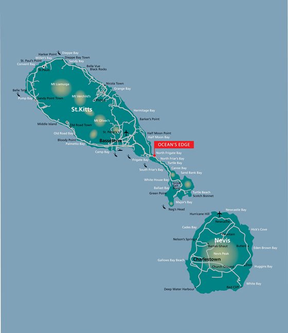 Large map of St Kitts and Nevis