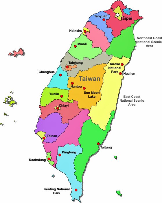 Detailed map Taiwán