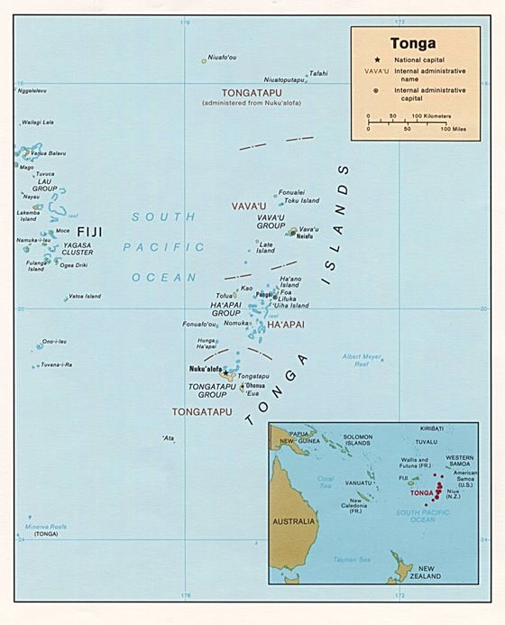 Large map of Tonga Islands