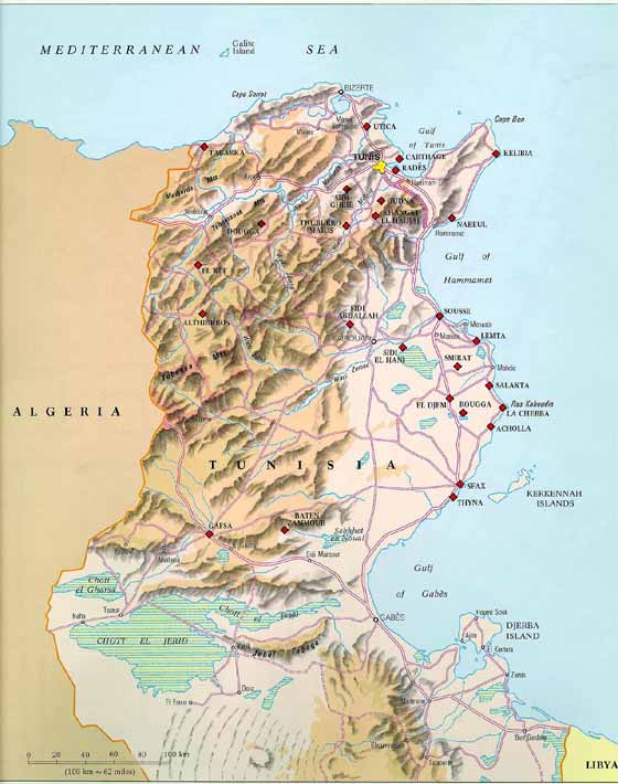 Large map of Tunisia