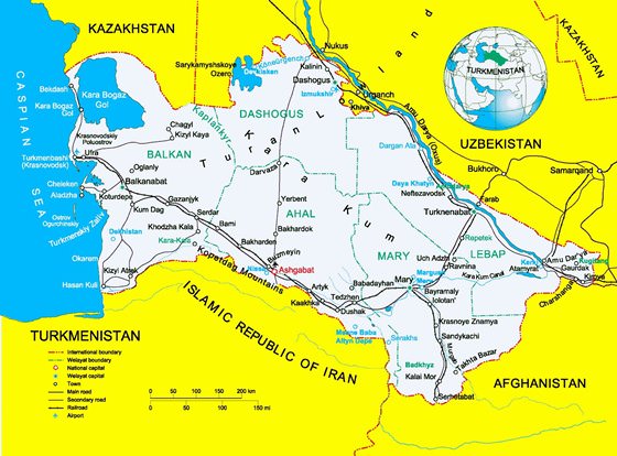 Detailed map of Turkmenistan