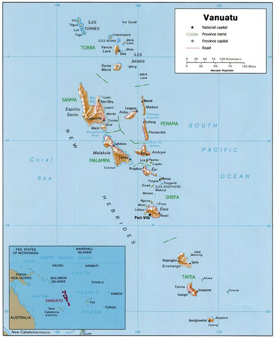 Detailed map of Vanuatu