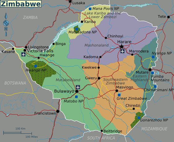 Large map of Zimbabwe Large map of Zimbabwe