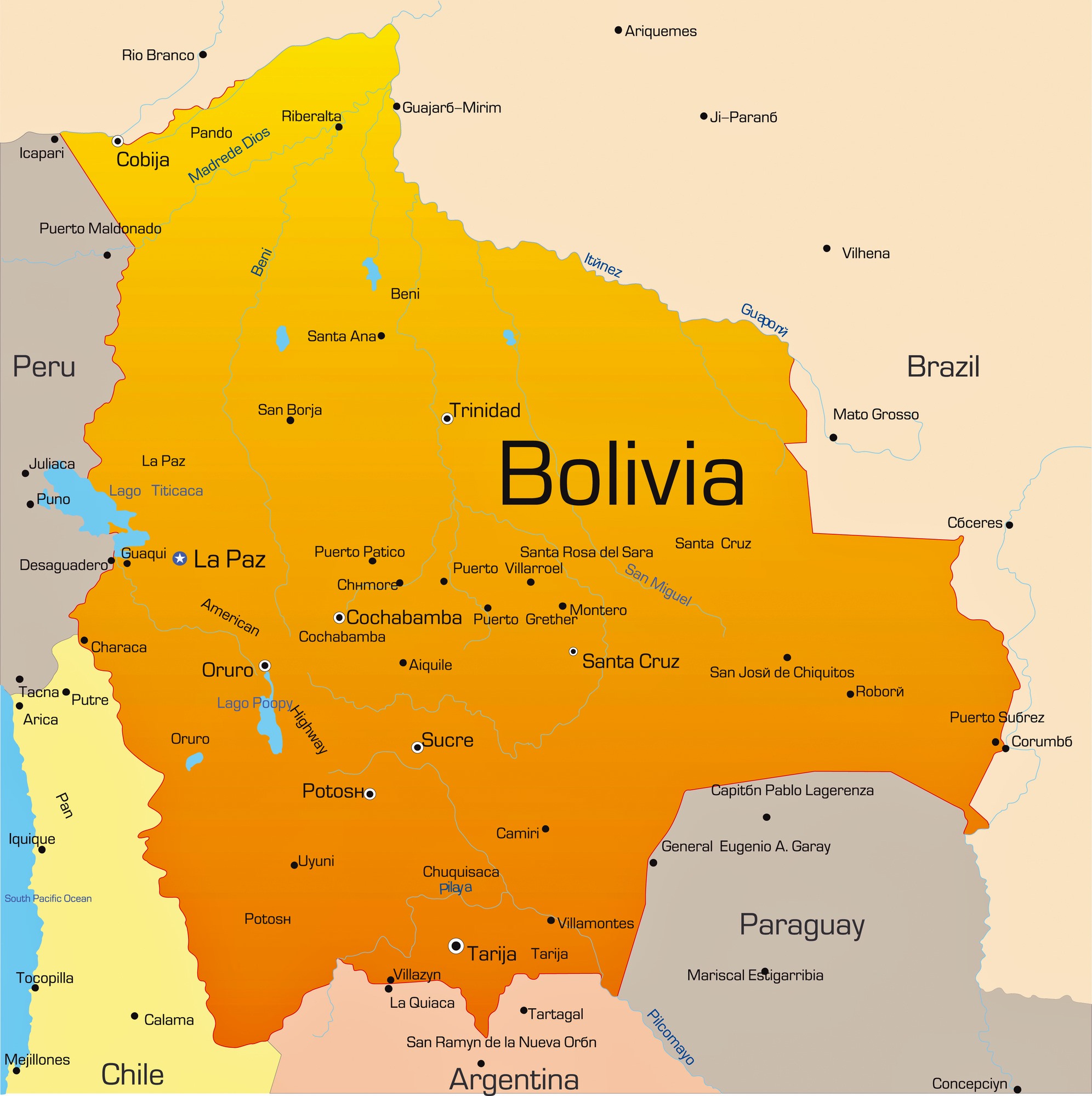 Bolivia Physical Maps