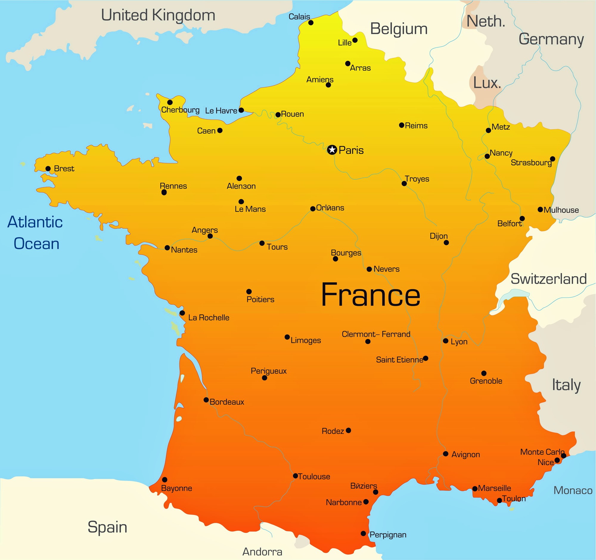 Lista 101+ Foto Mapa De Francia Con Nombres De Ciudades Alta Definición ...