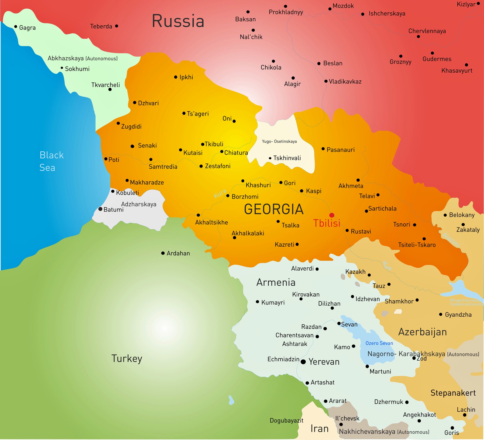 где находится грузия на карте россии