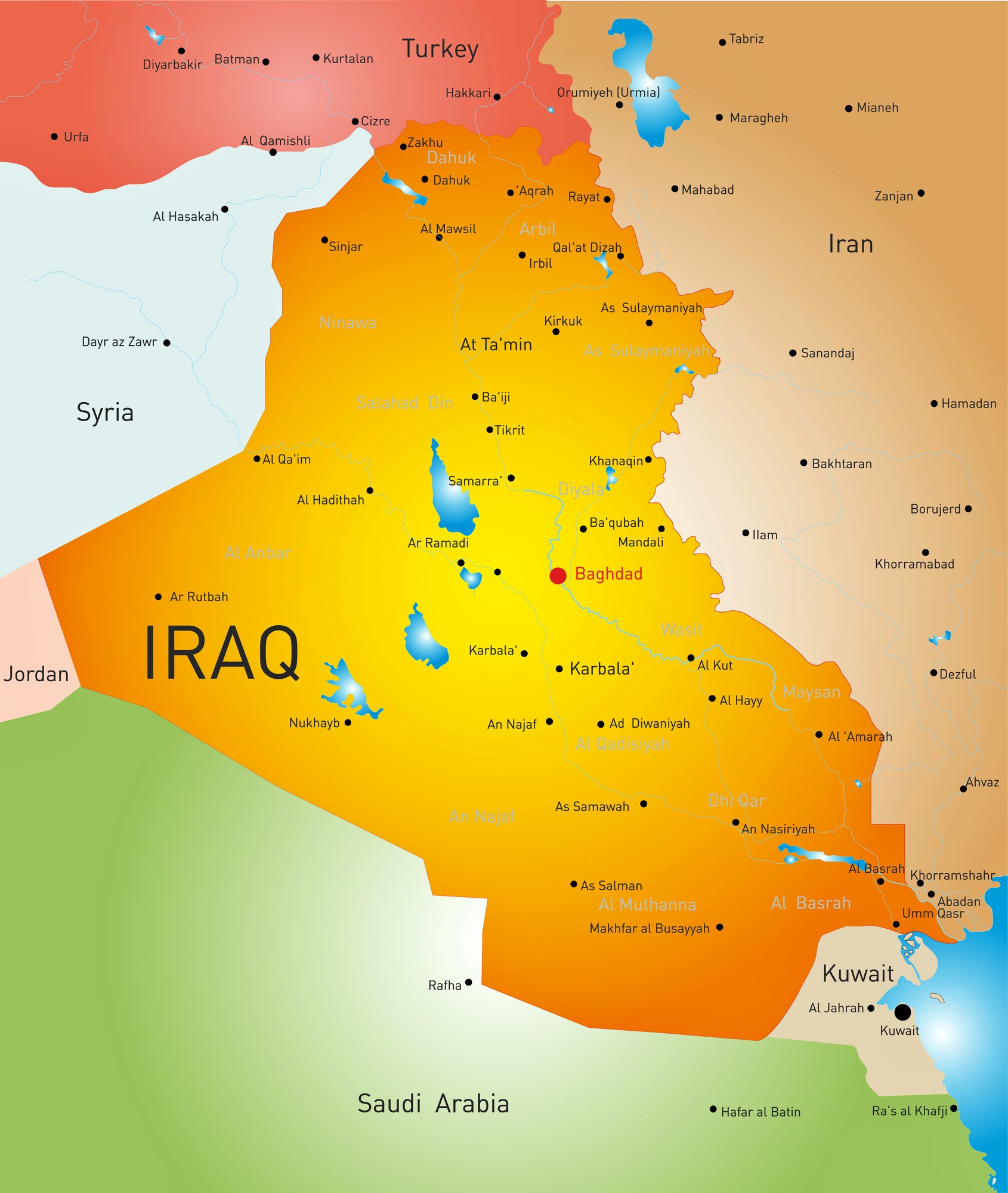 Cities map of Iraq - OrangeSmile.com