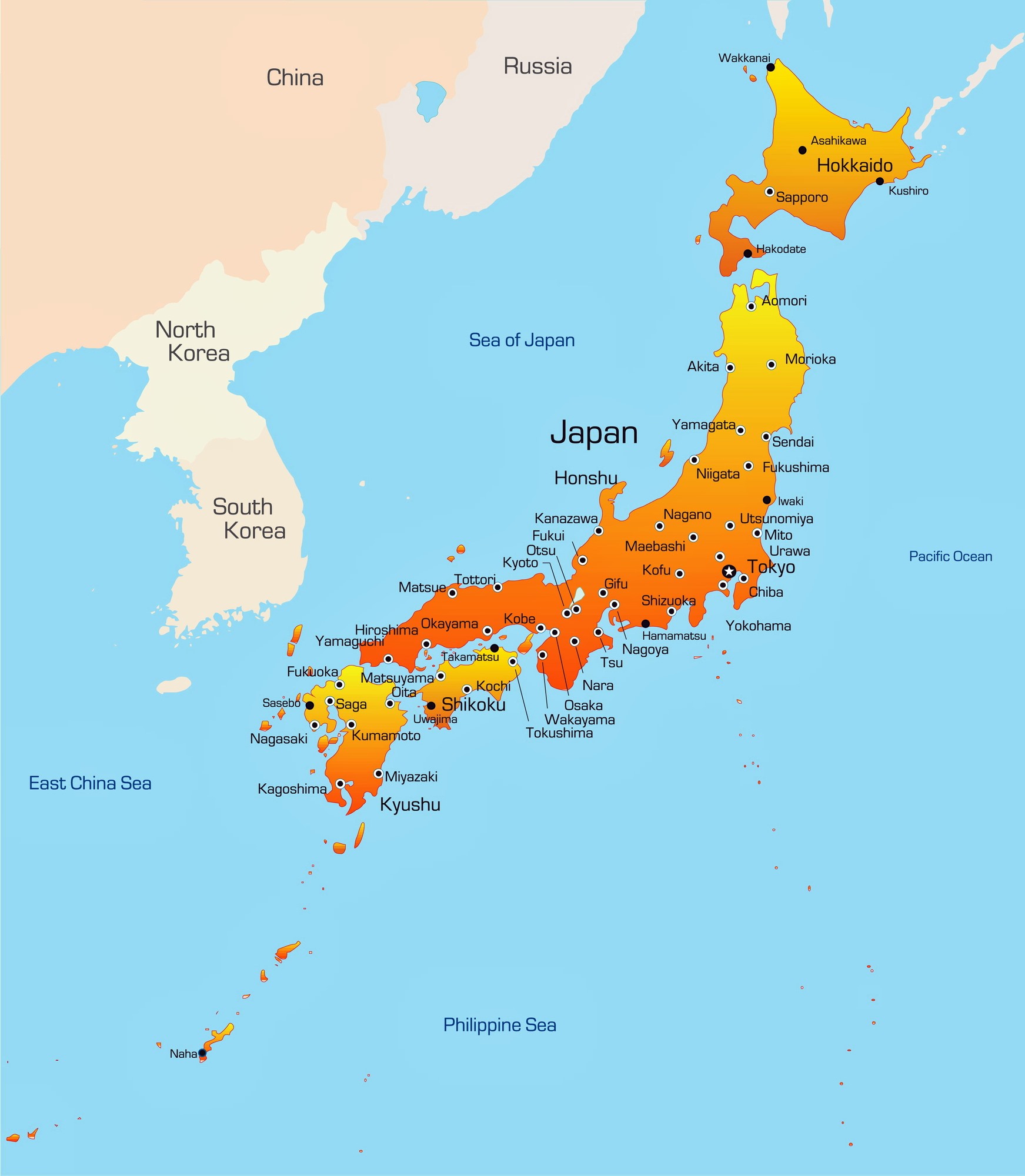 Obediencia escribir una carta pirámide Mapa de ciudades de Japón - OrangeSmile.com