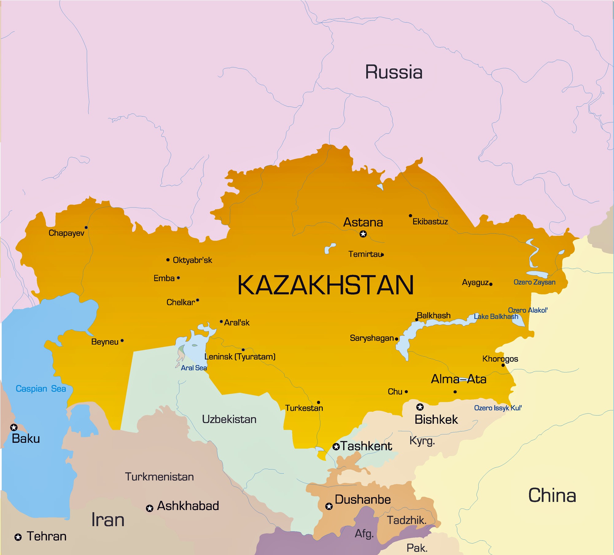 Kazakhstan MapA Asia