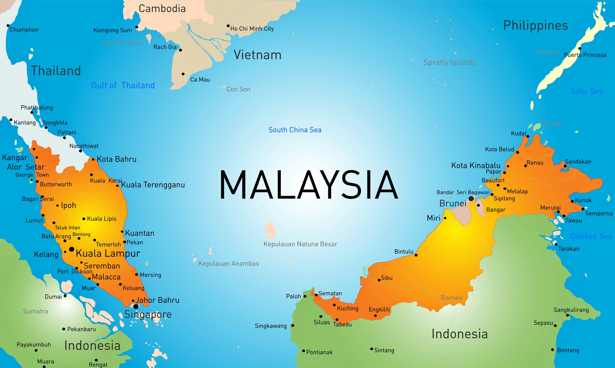 Cities map  of Malaysia  OrangeSmile com