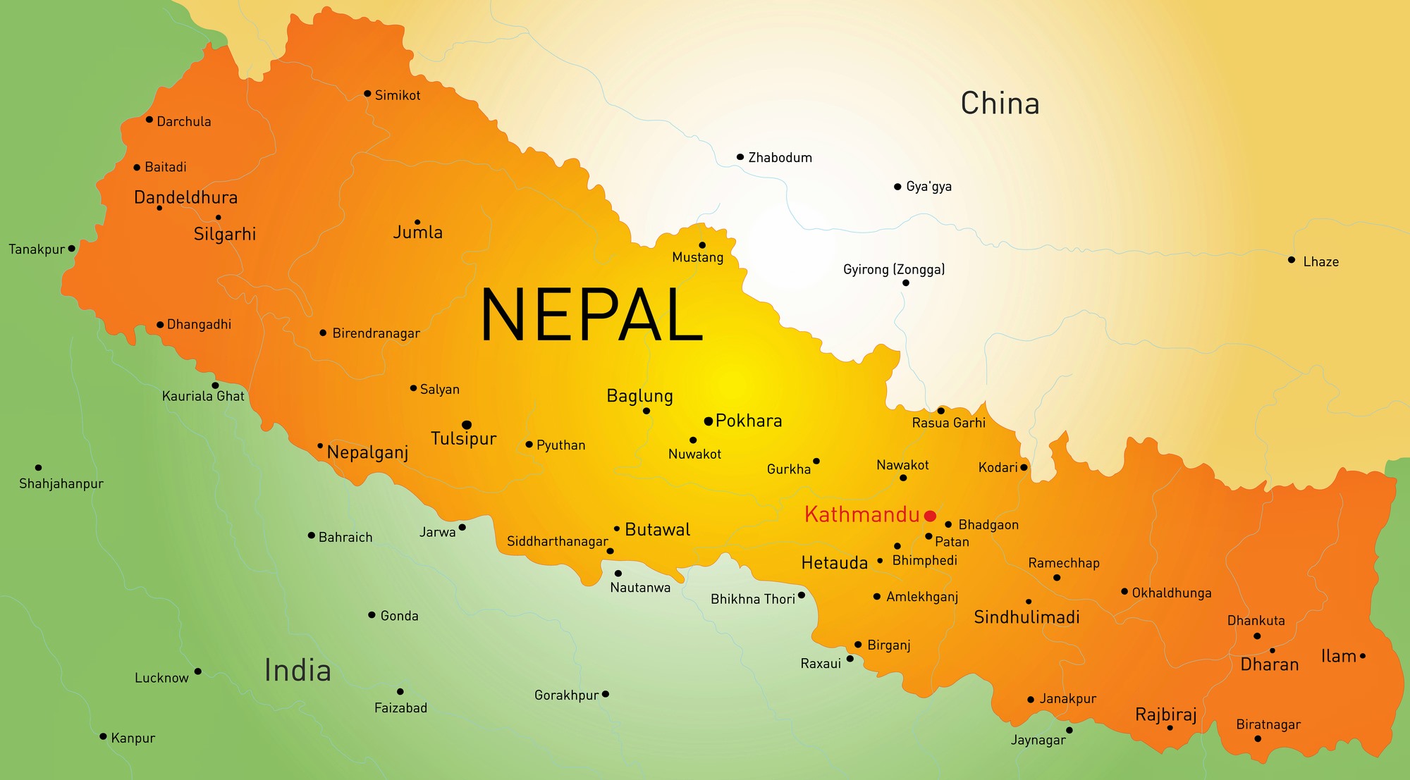 Kaart Van Nepal - kaart