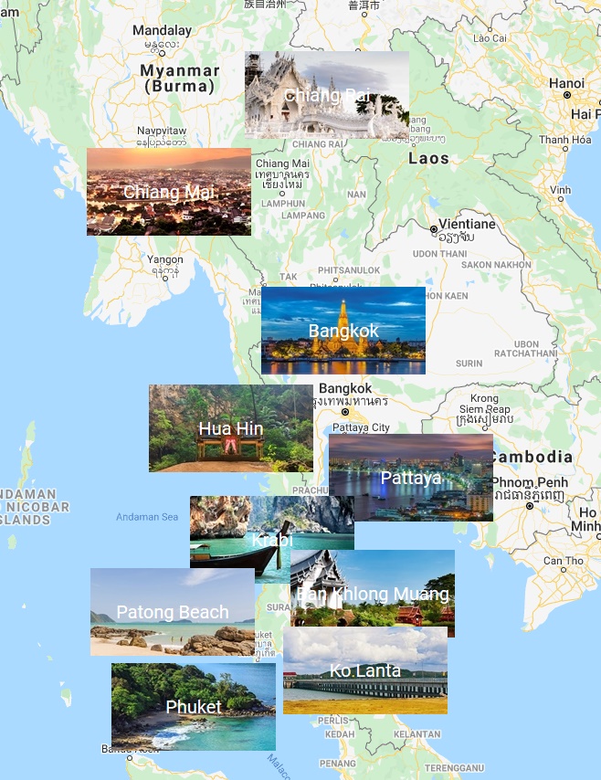 thailand tourist cities map