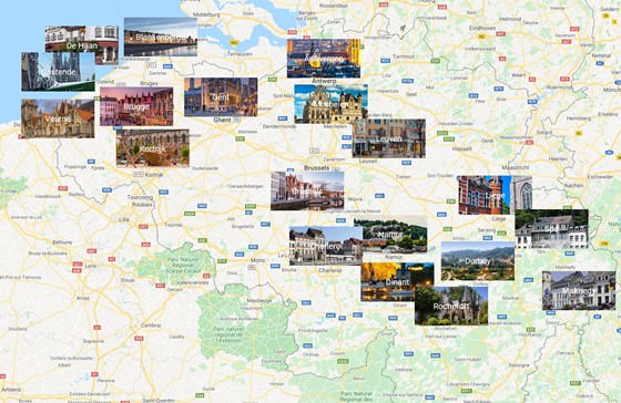Mapa de ciudades de Bélgica