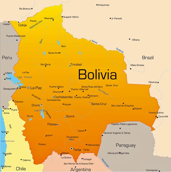 Map of cities in Bolivia