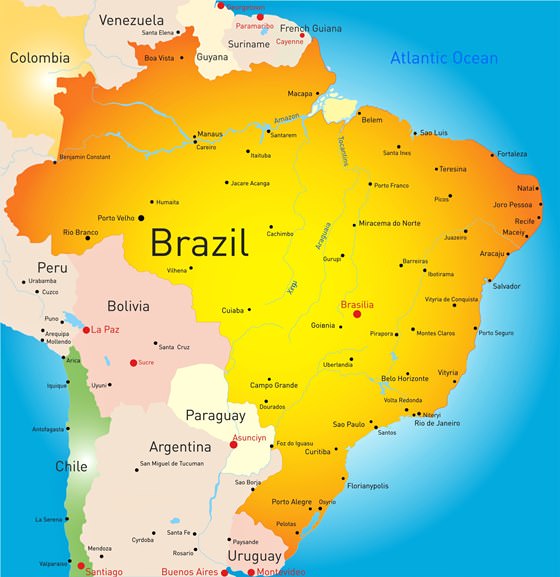 Map of cities in Brazil