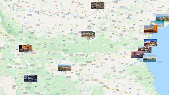 Map of cities in Bulgaria