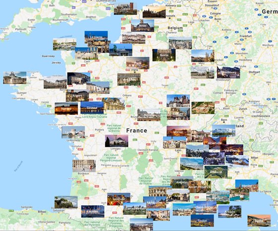 Map of cities in France
