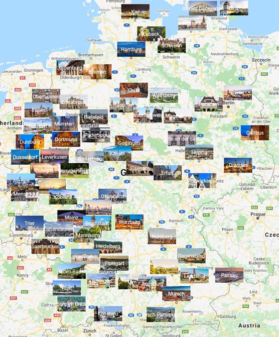 Map of cities in Germany