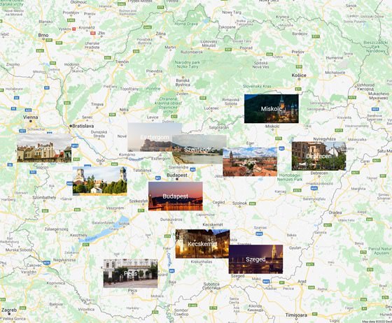 Macaristan’da şehirler haritası